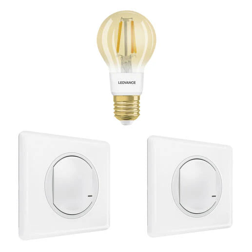 Pack 2 Commandes sans fils et Ampoule Connectée "Blanc Dimmable"